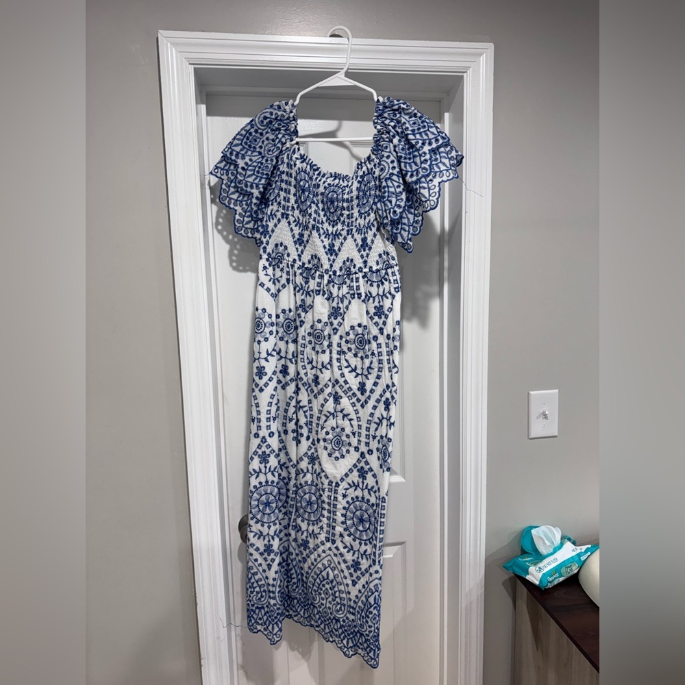 Impressions Blue and White Floral Dress